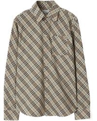 Burberry - Checkered Collared Long-Sleeved Shirt - Lyst