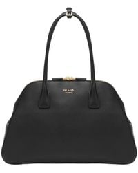 Prada - Logo Detailed Zipped Tote Bag - Lyst