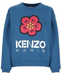 KENZO - Logo Printed Crewneck Sweatshirt - Lyst