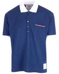 Thom Browne - Logo Patch Stripe-Detailed Polo Shirt - Lyst