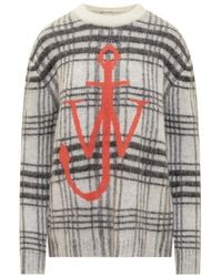 JW Anderson - Jw Anderson Logo Intarsia-Knit Checked Jumper - Lyst