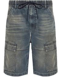 DIESEL - Patch-Pockets Denim Shorts - Lyst