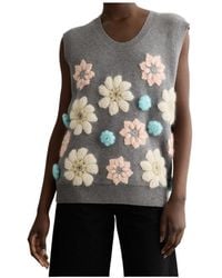 Ganni - Floral Crochet Knitted Top - Lyst