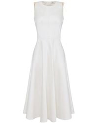Elisabetta Franchi - Duchess Satin Midi Dress - Lyst
