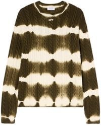 Off-White c/o Virgil Abloh - Wool Cable Knit Crew Neck Sweater - Lyst