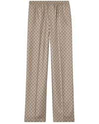 Gucci - Printed Silk Twill Pants - Lyst