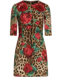 Dolce & Gabbana - Floral Leopard Print Mini Skirt - Lyst