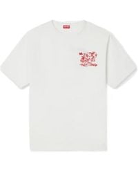 KENZO - Embroidered Pattern Crewneck T-Shirt - Lyst