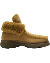 Burberry - Creeper Shearling-Trim Ankle Boots - Lyst