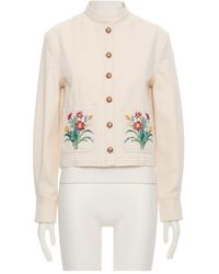 Valentino - Floral Embroidered Button-Up Jacket - Lyst