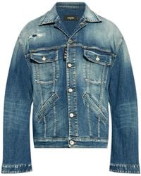 DSquared² - Distressed Denim Jacket - Lyst