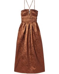 Ulla Johnson - Seraphina Shirred Metallic Crinkled-Taffeta Midi Dress - Lyst