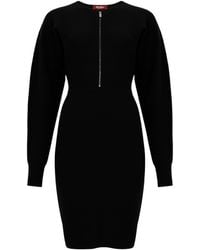 Max Mara - Studio Zip Detailed Crewneck Long-Sleeved Dress - Lyst