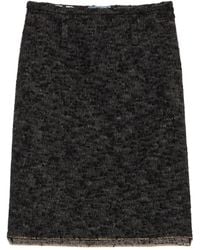 Prada - Double Tweed Midi-Skirt - Lyst