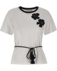 Kaos - Floral-Embroidered Belted T-Shirt - Lyst