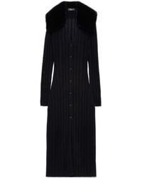 Blumarine - Knitted Faux Fur Collared Dress - Lyst