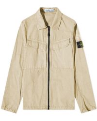Stone Island - Compass-Logo Zip-Up Shirt Jacket - Lyst