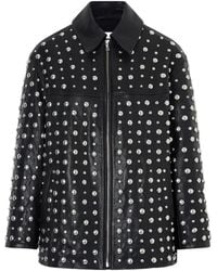 Nour Hammour - Studded Zip Leather Jacket - Lyst