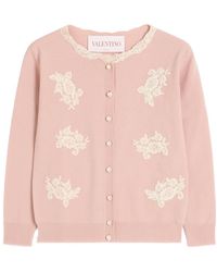 Valentino - Embroidered Cardigan With Lace Inserts - Lyst