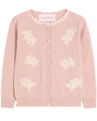 Valentino - Embroidered Cardigan With Lace Inserts - Lyst