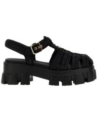 Prada - Triangle-Logo Sandals - Lyst