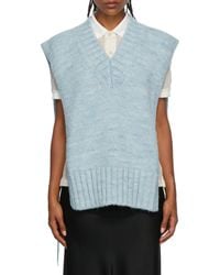 Maison Margiela - V-Neck Ribbed Knitted Vest - Lyst