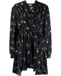 Balenciaga - V-Neck Floral-Printed Mini Doll Dress - Lyst