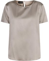 Emporio Armani - Crewenck Lightweight Satin T-Shirt - Lyst