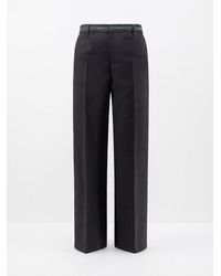 Gucci - Logo Waistband Straight Leg Trousers - Lyst