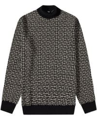 Balmain - Monogram-Intarsia Knitted Roll-Neck Jumper - Lyst