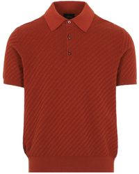 Brioni - Brick Cotton, Silk And Cashmere Trama Weave Polo - Lyst