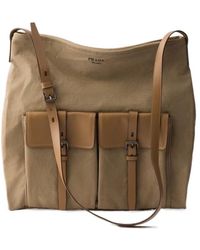 Prada - Route Canvas And Leather Shoulder Bag - Lyst