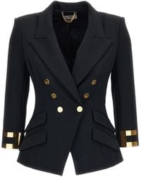 Elisabetta Franchi - Double-Breasted V-Neck Jacket - Lyst