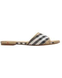 Burberry - Check Sloane Slides - Lyst