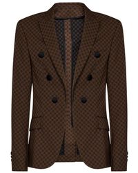 Balmain - Monogram-Jacquard Double-Breasted Blazer - Lyst