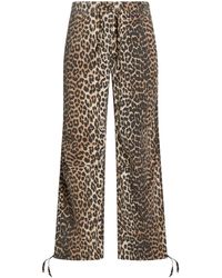 Ganni - Leopard Print Casual Trousers - Lyst