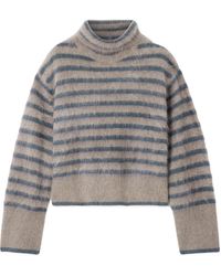 Lisa Yang - Floren Striped Brushed-Cashmere Turtleneck Sweater - Lyst