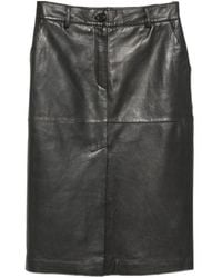 P.A.R.O.S.H. - Panelled Leather Midi Skirt - Lyst