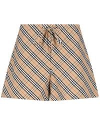 Burberry - Check Printed Drawstring Shorts - Lyst