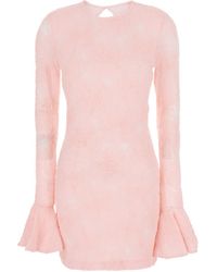 ROTATE BIRGER CHRISTENSEN - Mesh Frill Crewneck Mini Dress - Lyst