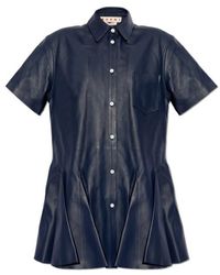 Marni - Leather Shirt Dress - Lyst