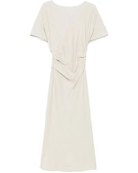 STAUD - Amelie Linen Midi Dress Natural - Lyst