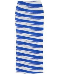 Stella McCartney - Striped Mesh-Paneled Cotton-Blend Midi Skirt - Lyst