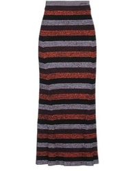 Ganni - Striped Midi Skirt - Lyst