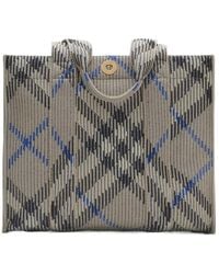 Burberry - Small Check Knitted Tote Bag - Lyst
