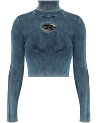 DIESEL - M-Anchor-A Cut-Out Knitted Cropped Top - Lyst