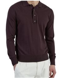 Eleventy - Long-Sleeved Knitted Polo Shirt - Lyst