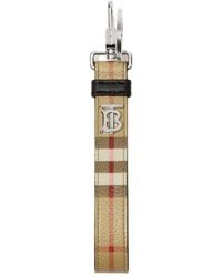 Burberry - Tb Monogram Plaque Checked Keyring - Lyst