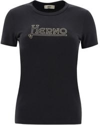 Herno - Logo Embroidered Crewneck T-Shirt - Lyst