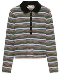 Marni - Striped Long Sleeve Polo Top - Lyst